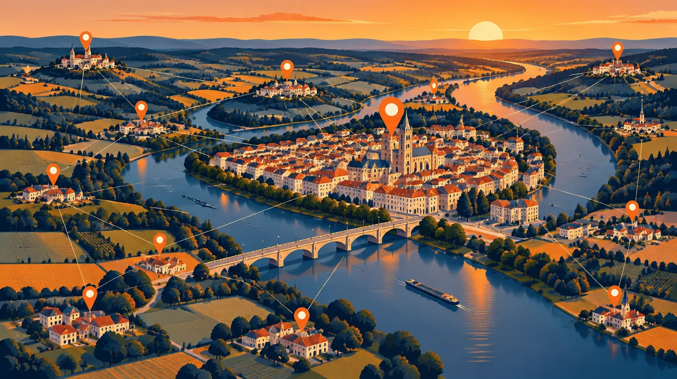 Vue d’Agen, de la Garonne et des communes voisines du Lot-et-Garonne