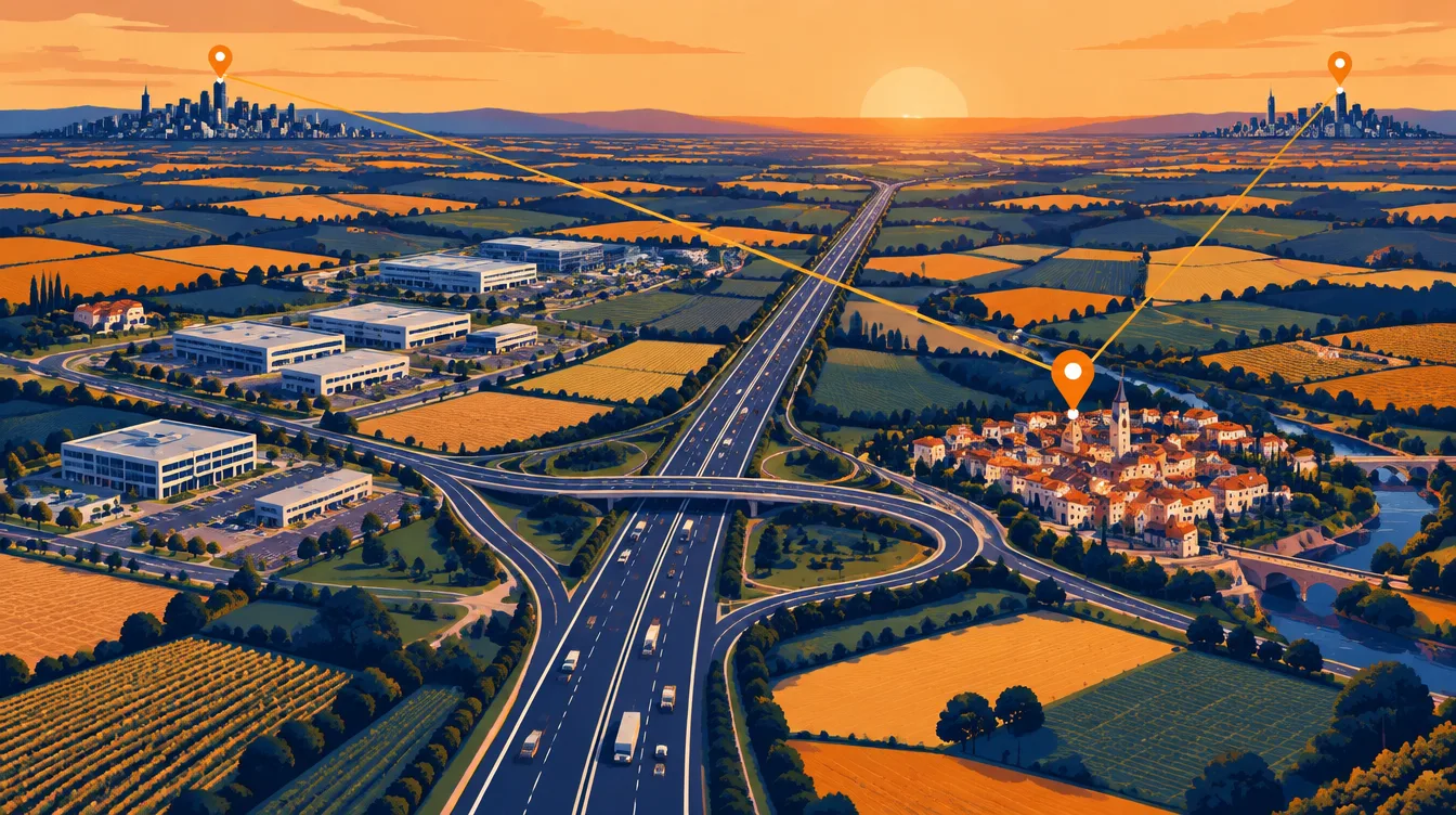 Damazan et l’autoroute A62 en Lot-et-Garonne, à mi-chemin entre Bordeaux et Toulouse