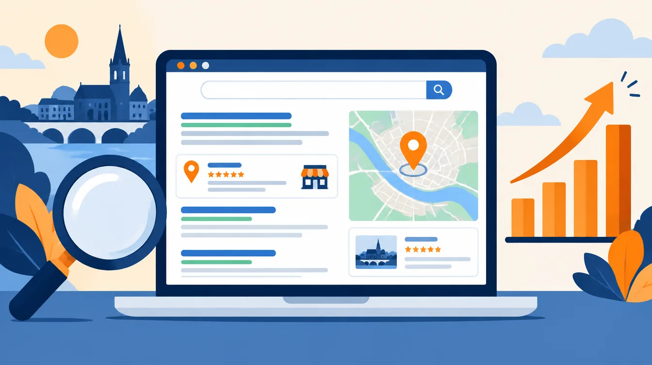 Résultats Google avec épingle de localisation sur Agen : référencement local