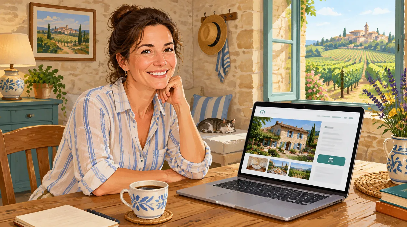 Illustration d’un hébergeur de Barbaste qui présente sa chambre d’hôtes sur son site internet