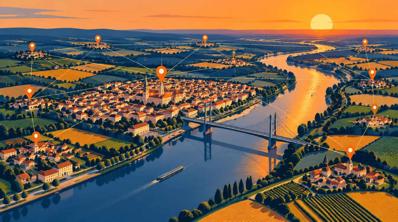 Vue aérienne de Marmande et du Val de Garonne en Lot-et-Garonne