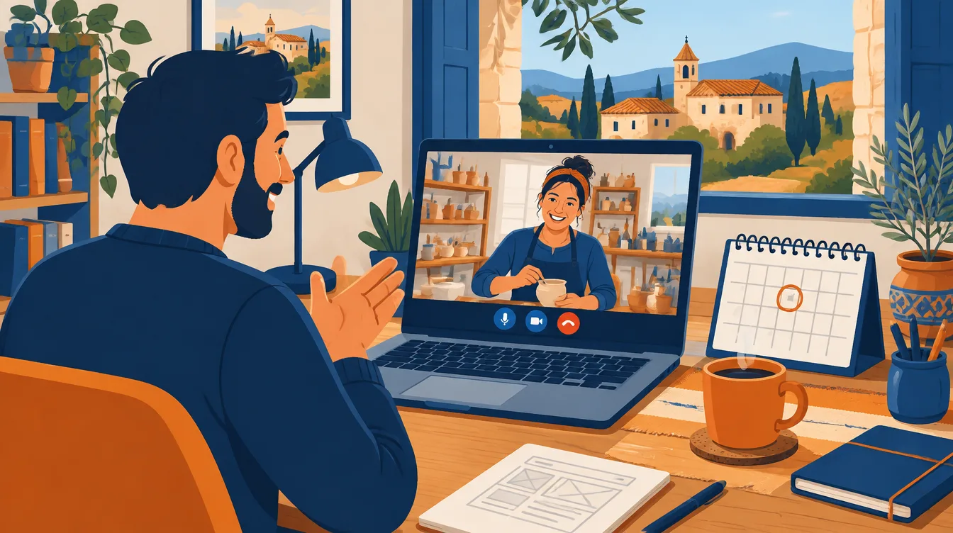 Rendez-vous en visio entre un webmaster et un artisan pour un projet de site internet